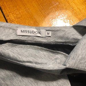 Misslook Asymmetrical Neck Long Dress with Buttons